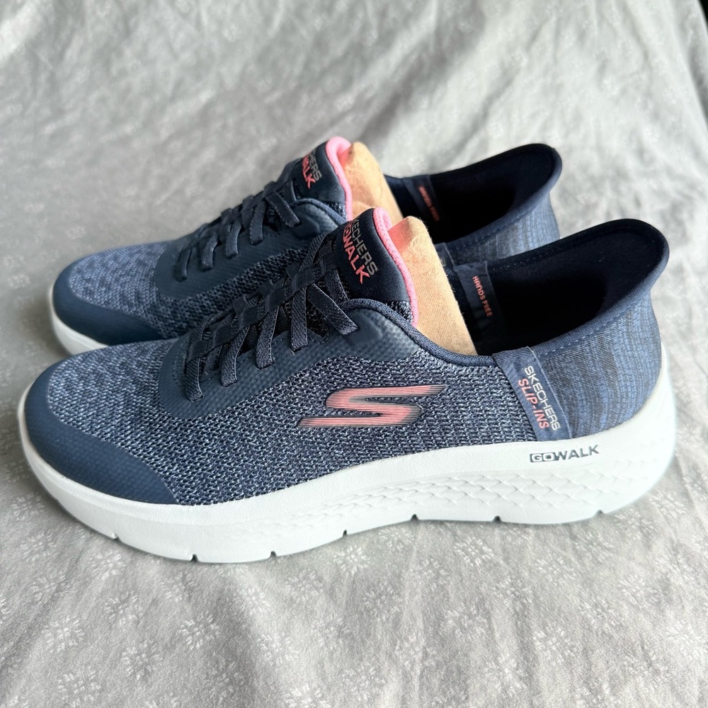 Skechers Go Walk Flex-Kaylee Slip-ins Shoes - Navy Pink - NWT - Picture 2 of 8